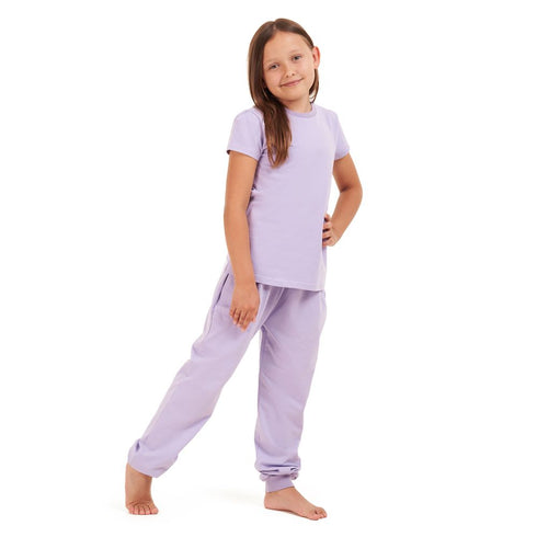 Girls summer pajama set Purple t-shirt + Pants